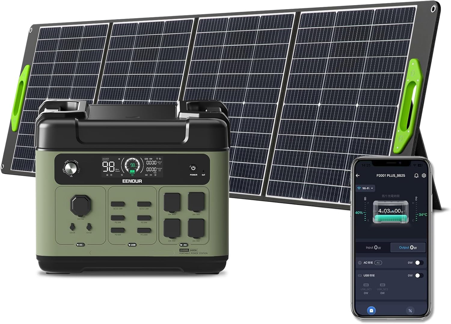 EENOUR ポータブル電源 P2001PLUS ソーラーパネルセット