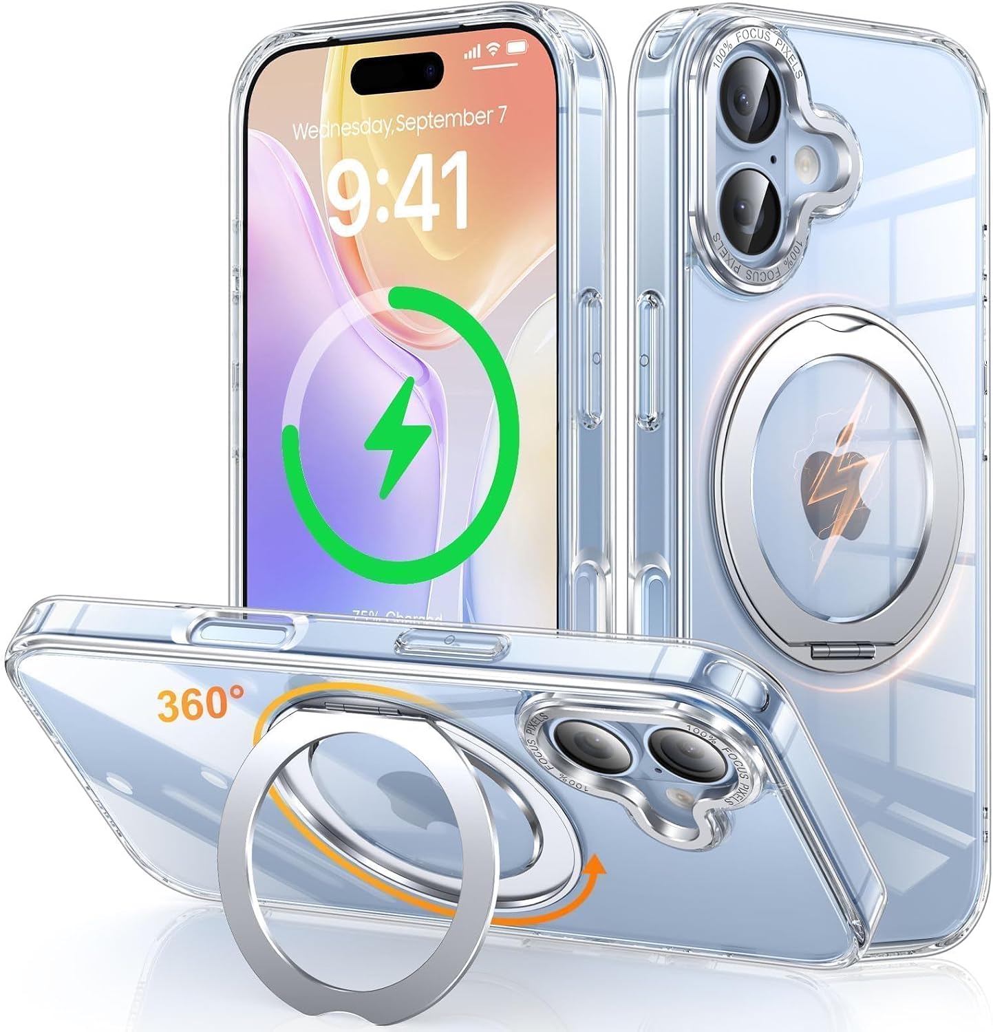 Gunwon iPhone 17 用 360°回転スタンドケース