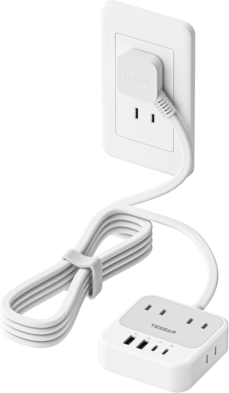 TESSAN 8-in-1 超薄型電源タップ (20W PD)