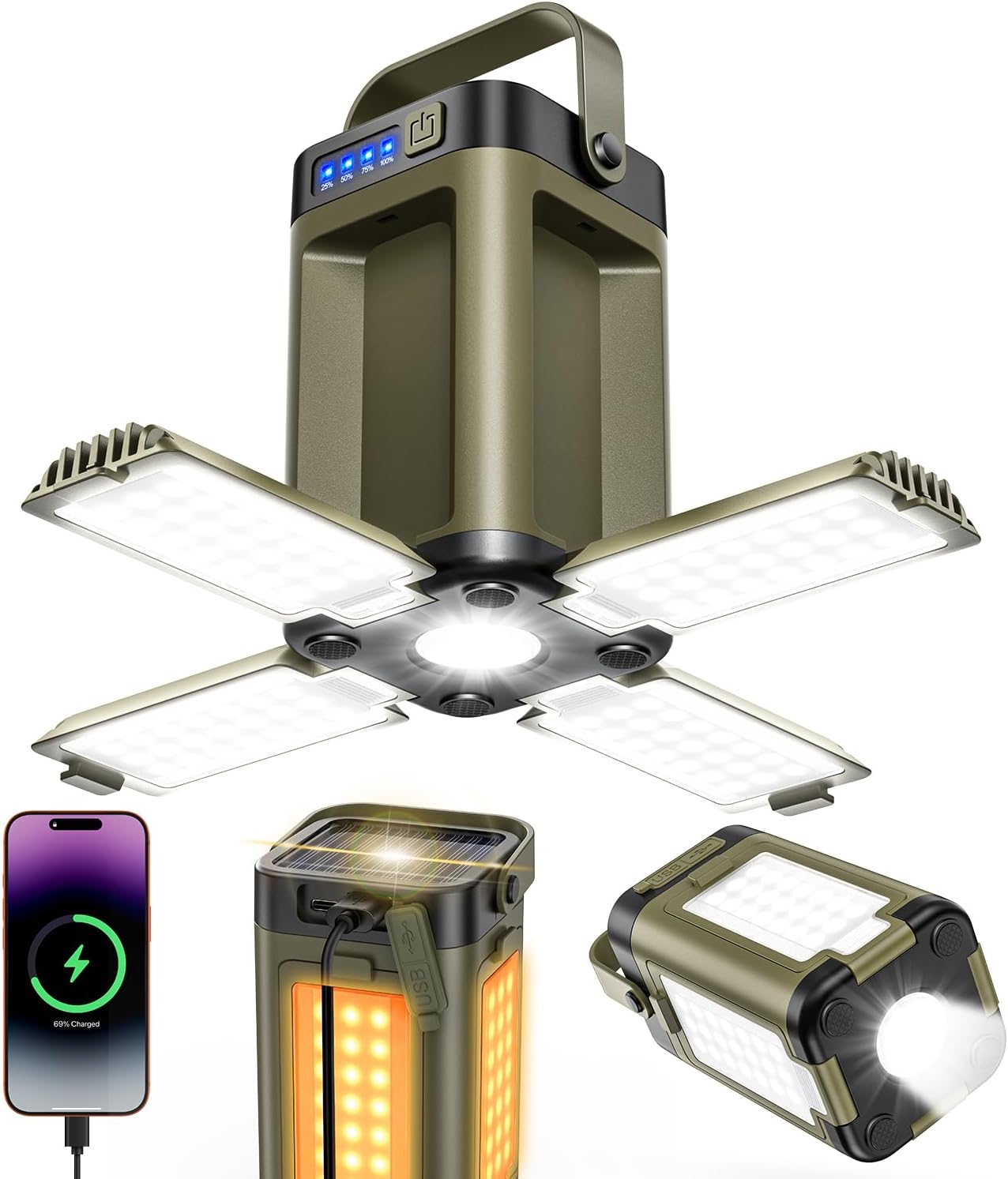 5面発光式 ソーラー充電 LEDランタン