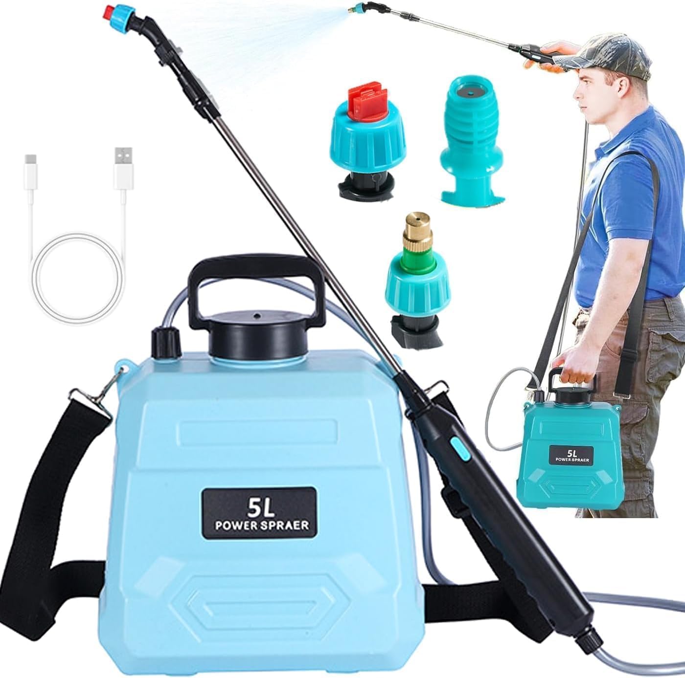 充電式 電動噴霧器 5L 背負式スプレー