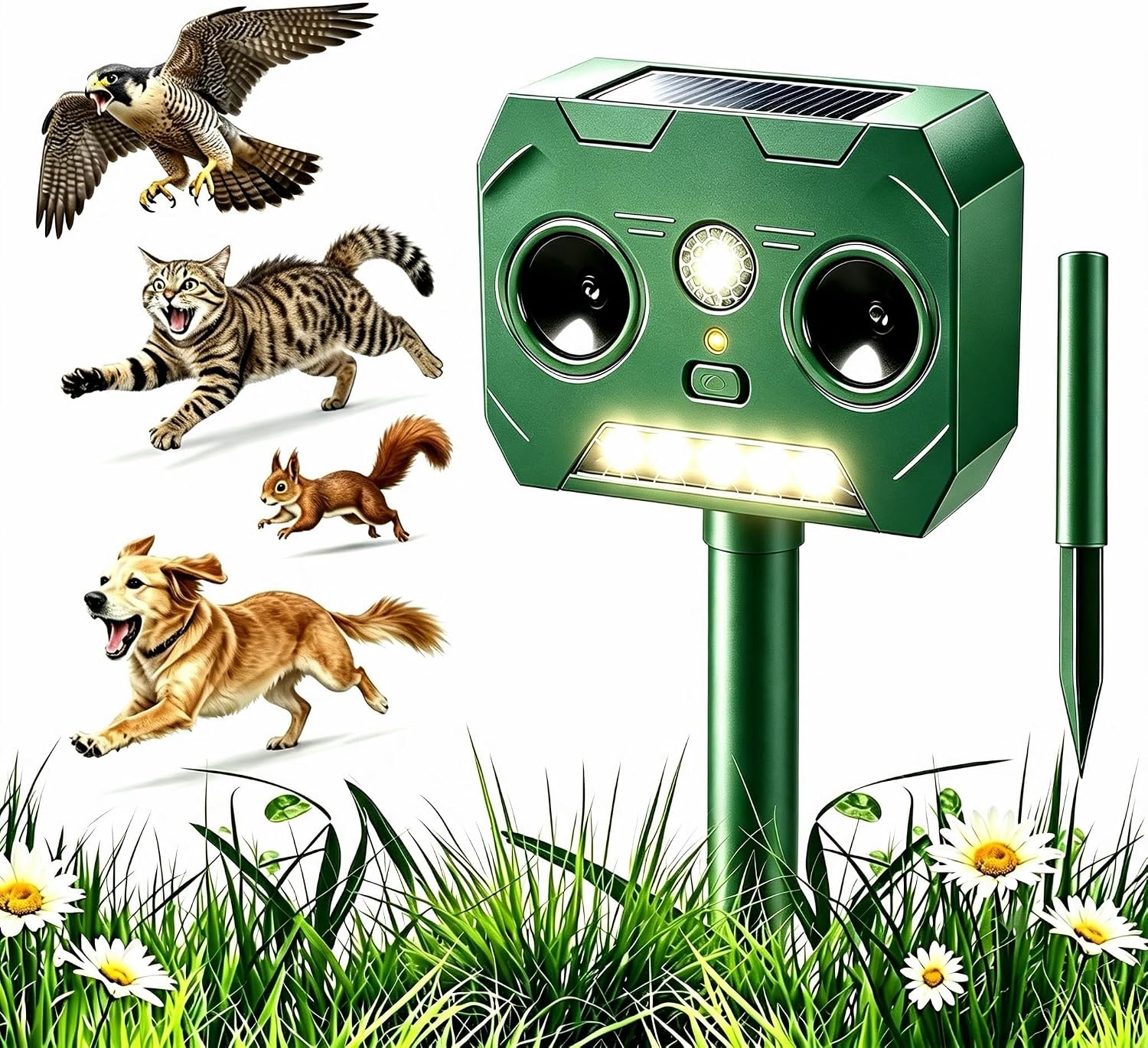 猫よけ 超音波 動物撃退器 (ダブルスピーカー搭載)